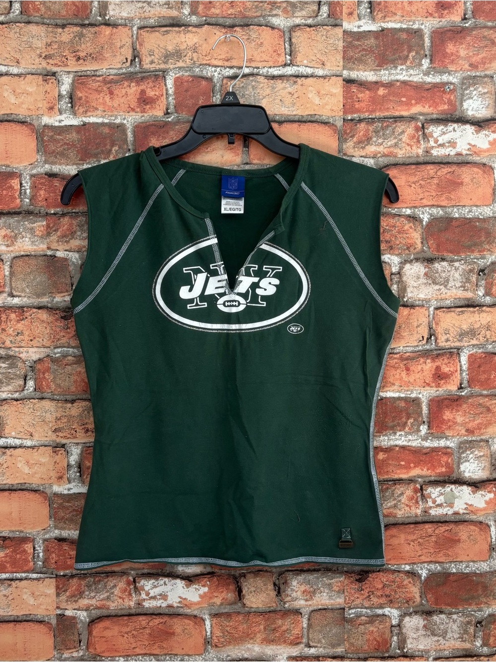 Reebok NFL New York Jets Green Sleeveless Split Neck Top XL